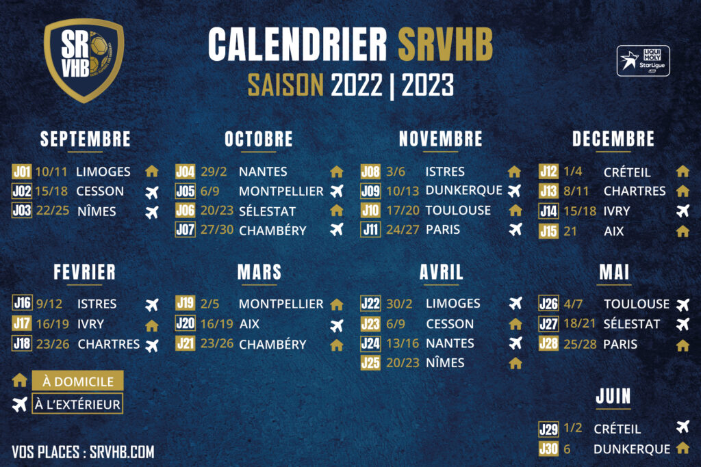 DECOUVREZ LE CALENDRIER 2022 2023 SRVHB